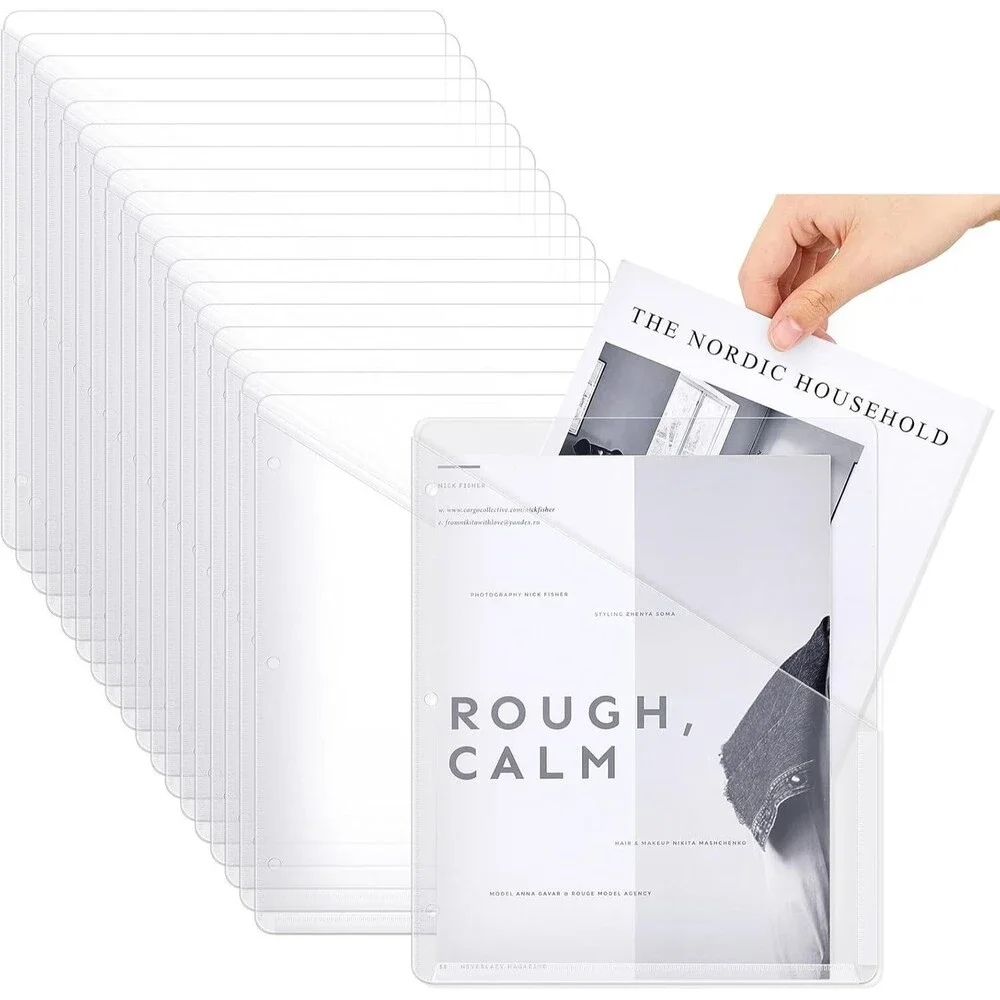 48 Pcs Binder Pockets for 3 Ring Binder Clear Plastic Folders  with 2 Pockets